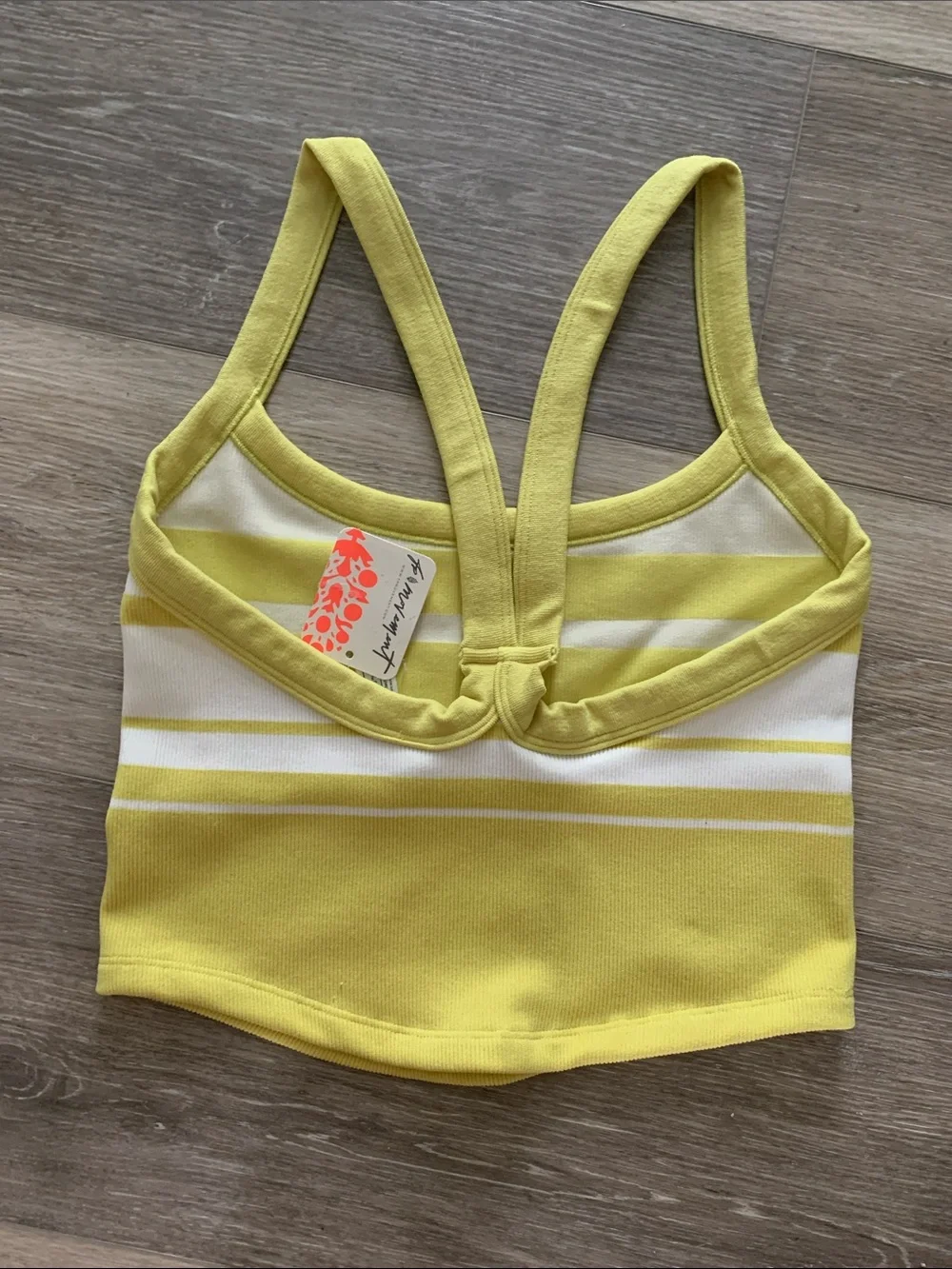 FP MOVEMENT All Clear Cami Tank Top NWT Striped Honeydew White  Chartreuse